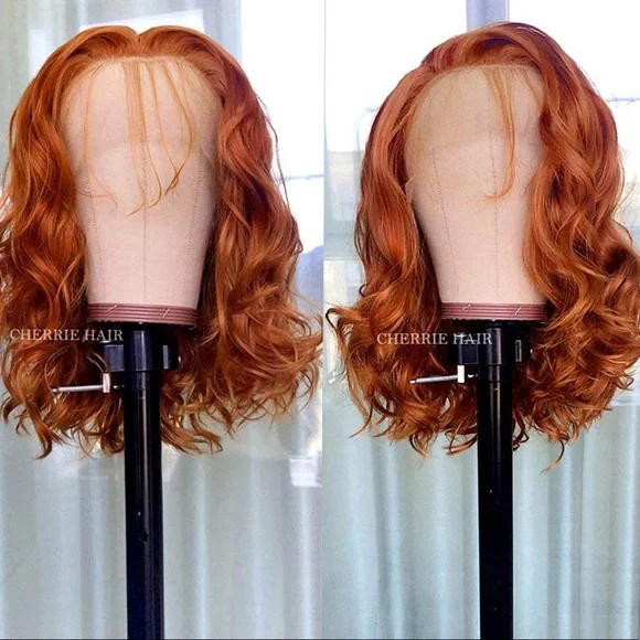 COPPER 14” SHORT BODY WAVY lace front wig *NEW*